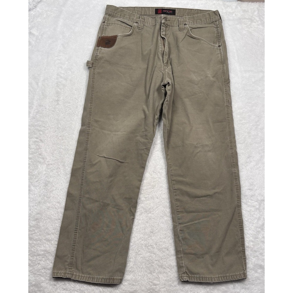 LOT OF 2 Wrangler RIGGS Workwear Ripstop Carpenter Pants Men 40x32 HeavyDuty Tan - Picture 8 of 16